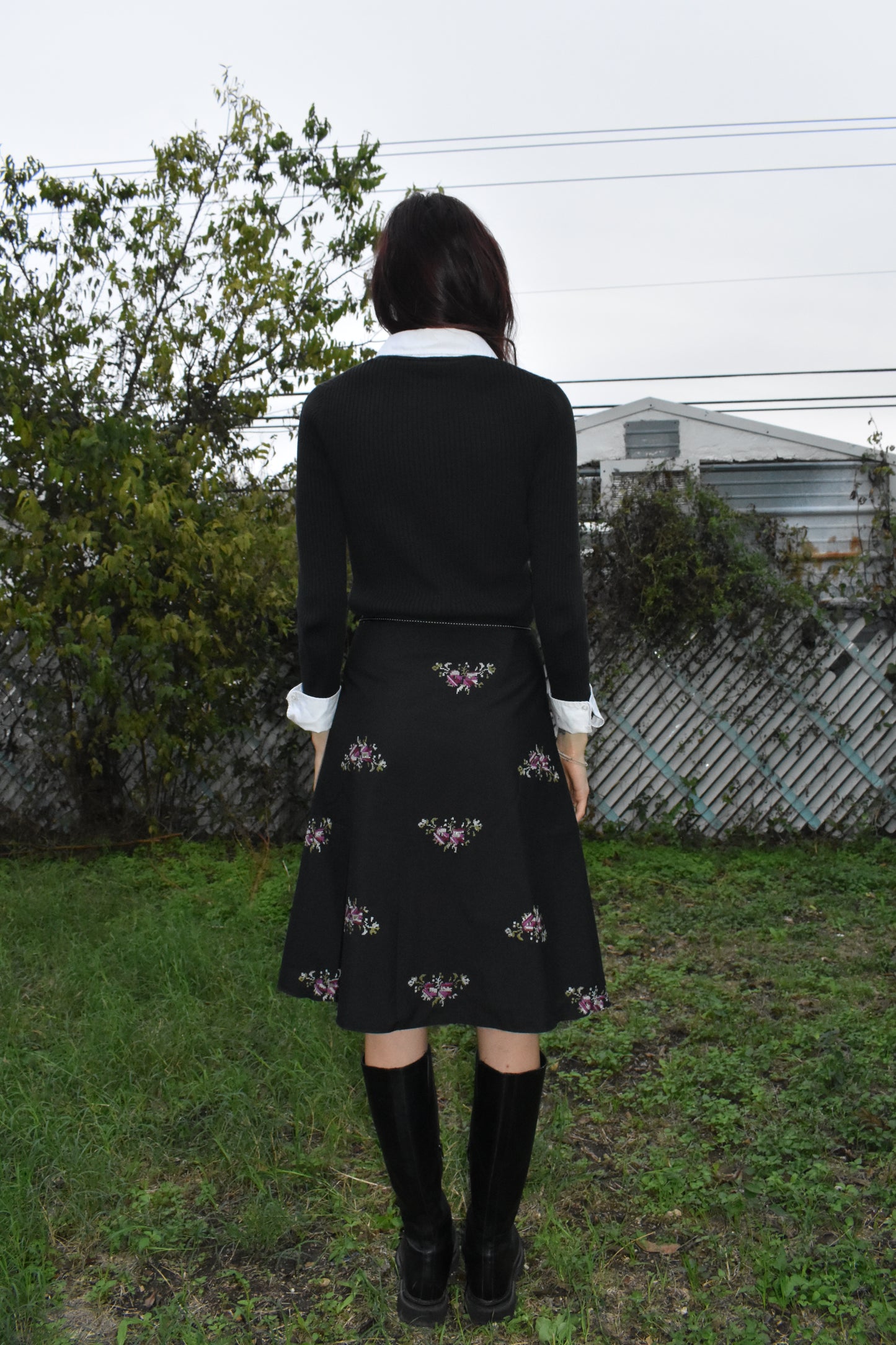 Vintage Floral Embroidered Skirt