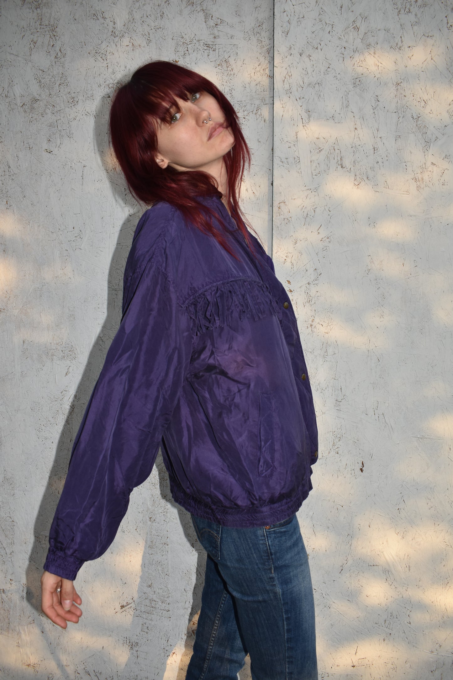 Vintage Silk Fringe Bomber Jacket