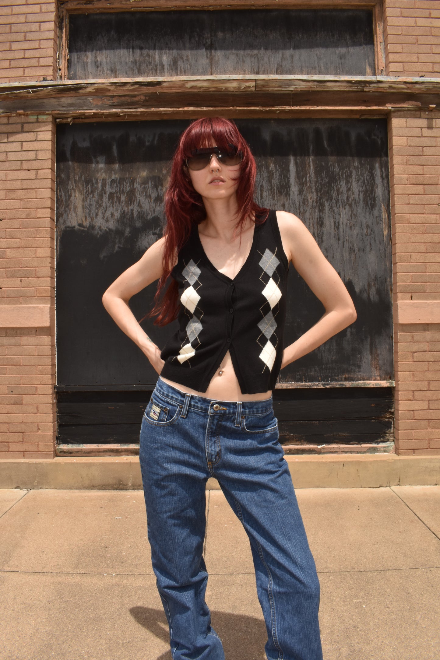 Vintage 2000’s Argyle Button Up Tank Sweater Vest
