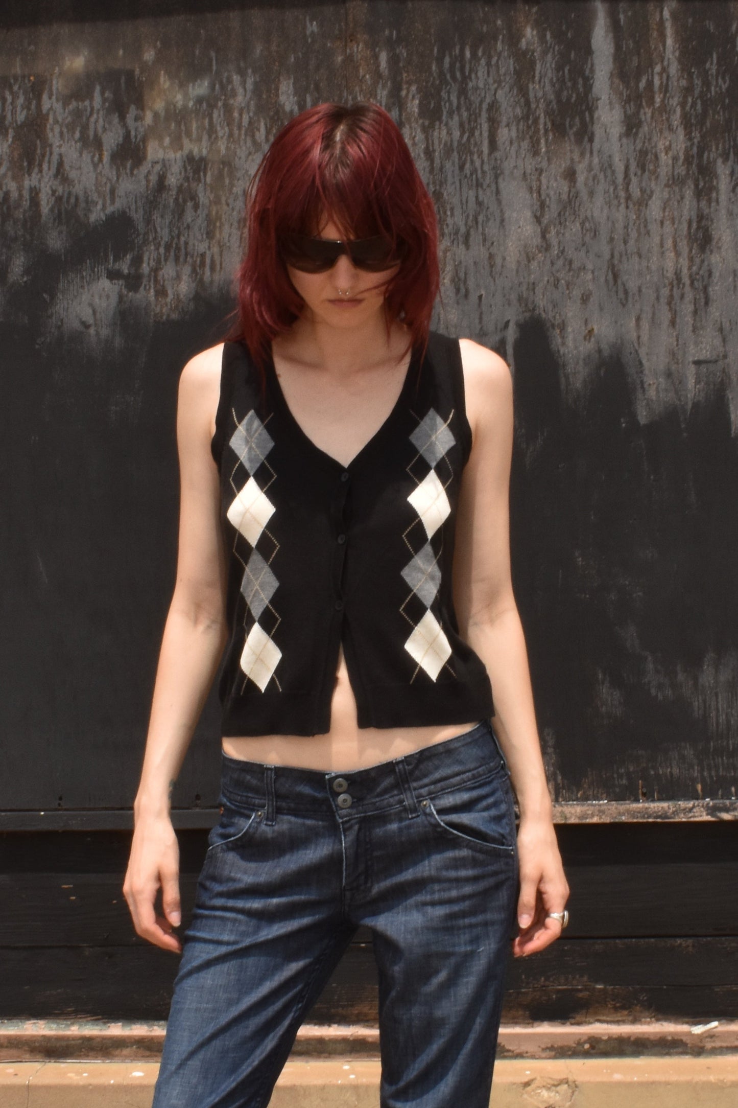 Vintage 2000’s Argyle Button Up Tank Sweater Vest