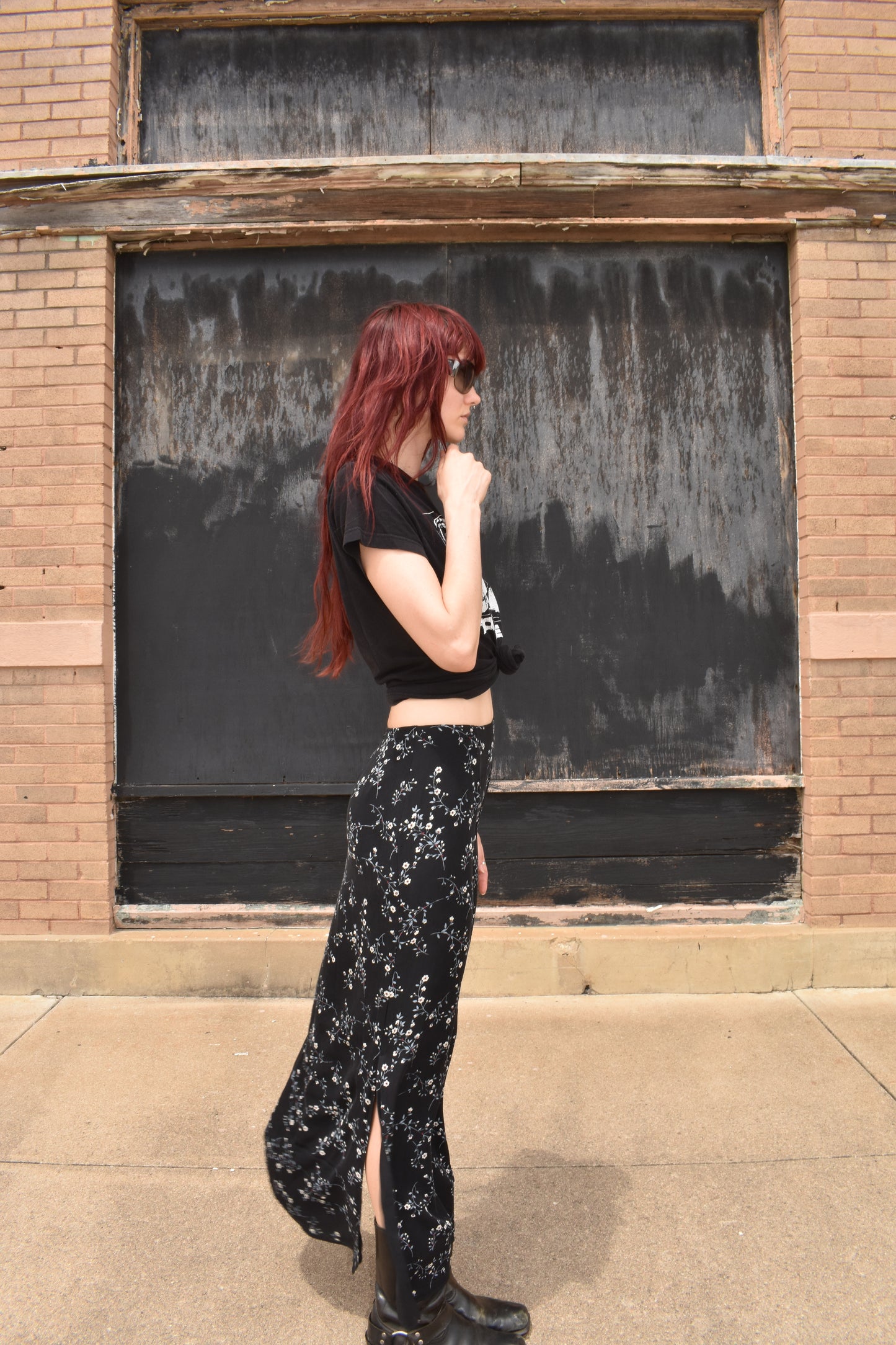 Vintage Floral Print Maxi Skirt