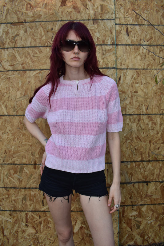 Vintage 80’s Knit Short Sleeve Striped Sweater