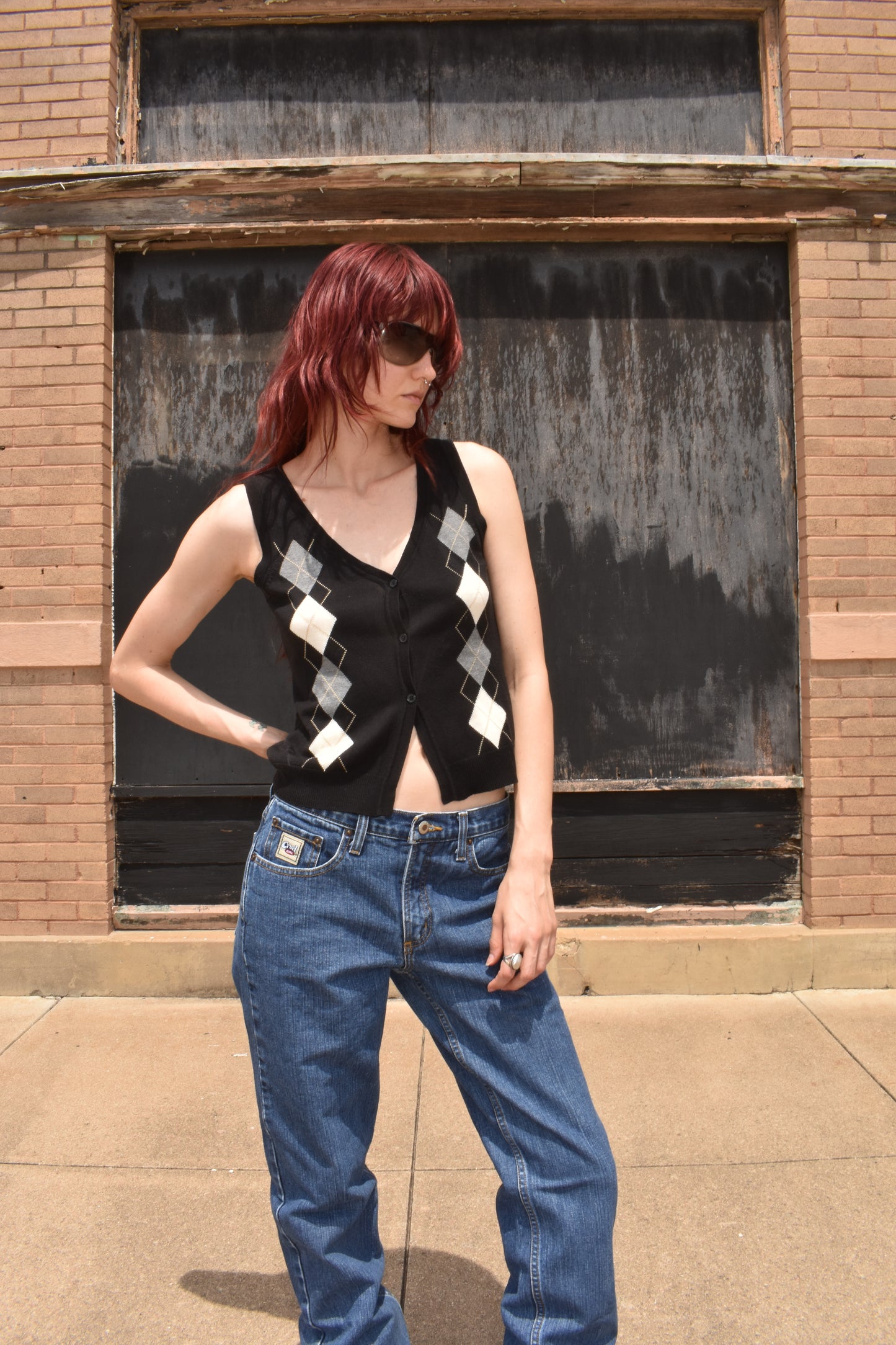 Vintage 2000’s Argyle Button Up Tank Sweater Vest