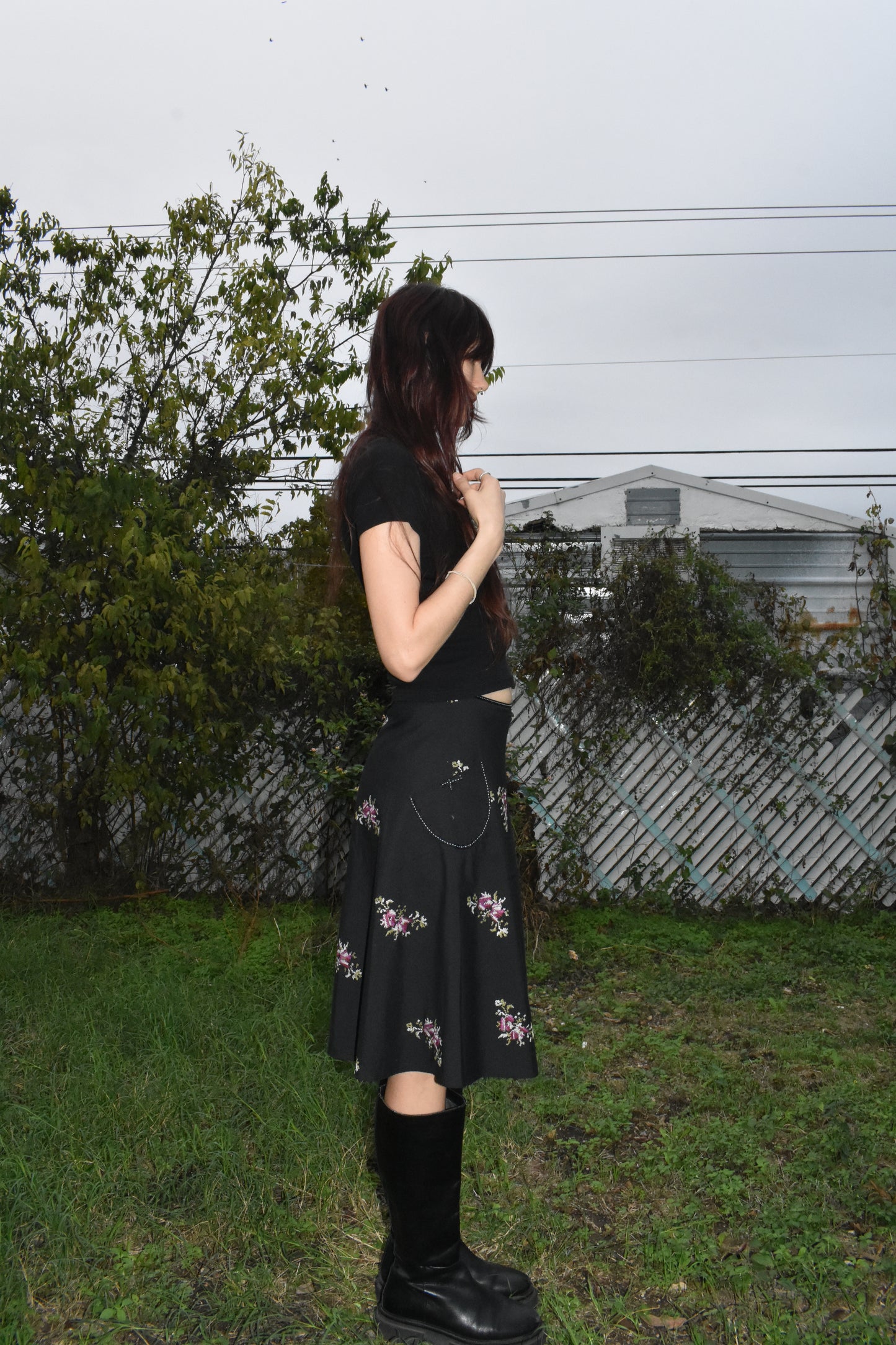 Vintage Floral Embroidered Skirt