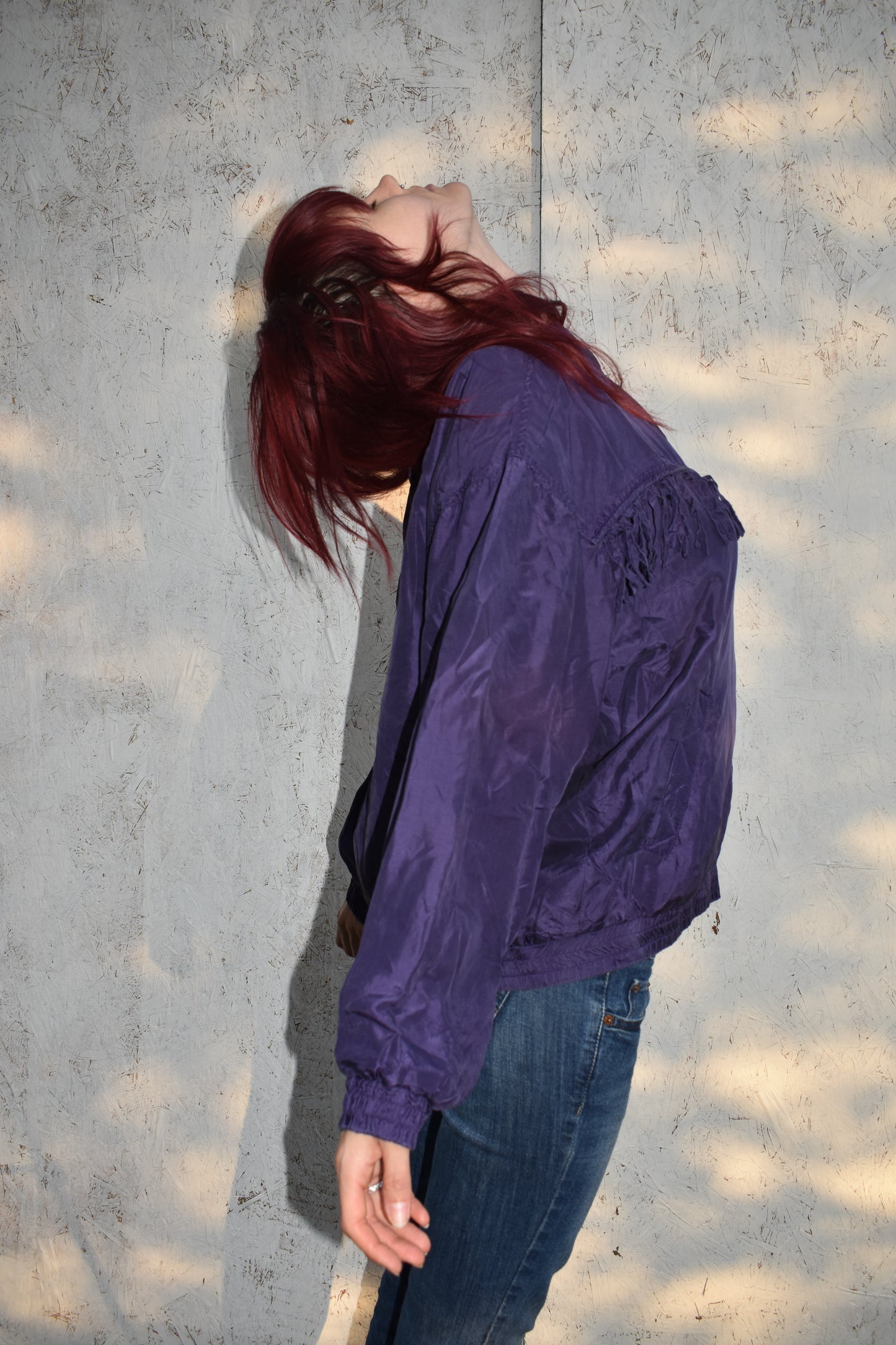 Vintage Silk Fringe Bomber Jacket