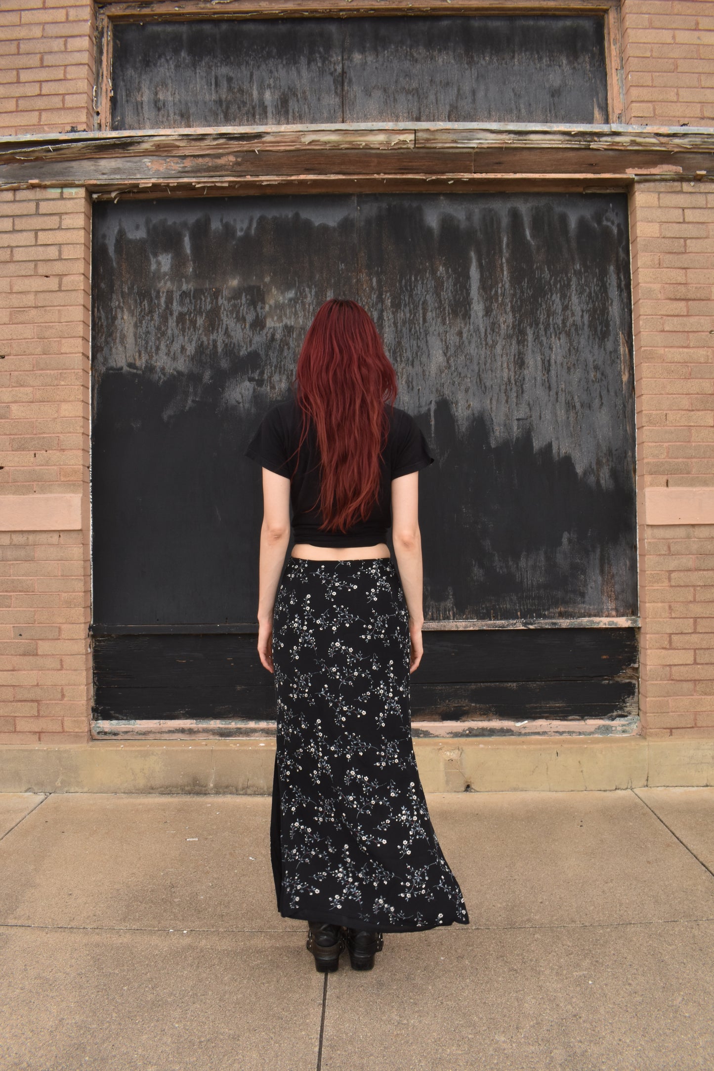 Vintage Floral Print Maxi Skirt