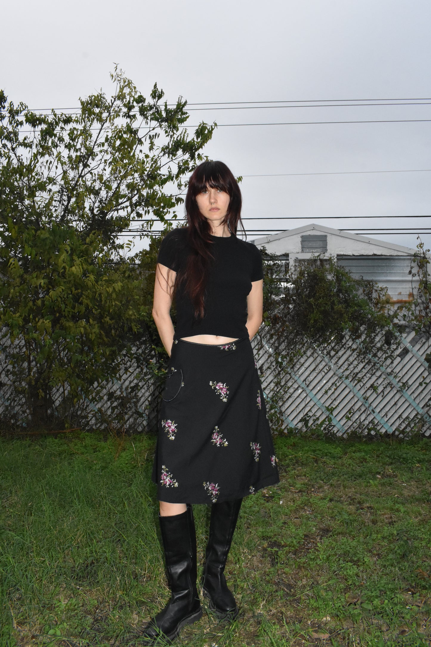 Vintage Floral Embroidered Skirt