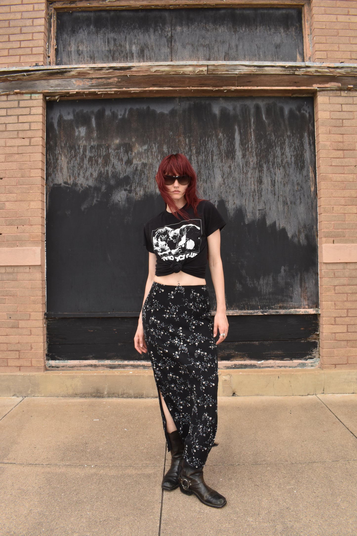 Vintage Floral Print Maxi Skirt