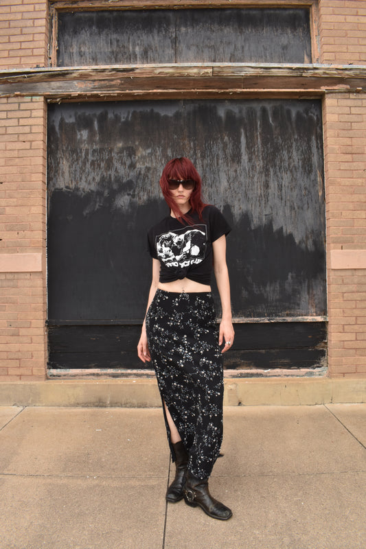 Vintage Floral Print Maxi Skirt
