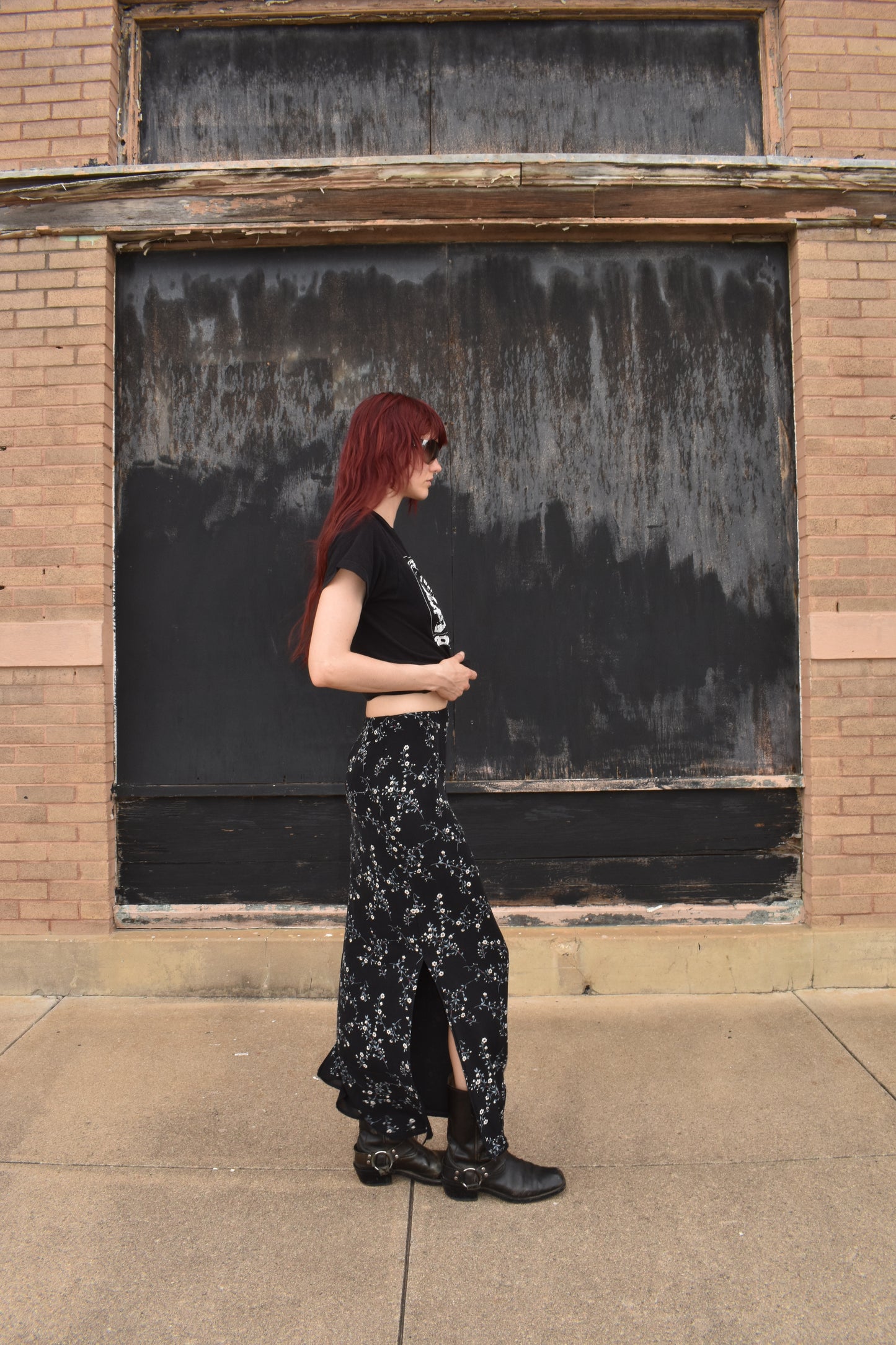 Vintage Floral Print Maxi Skirt