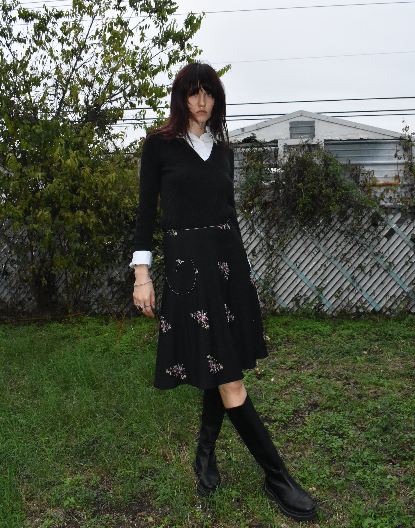 Vintage Floral Embroidered Skirt