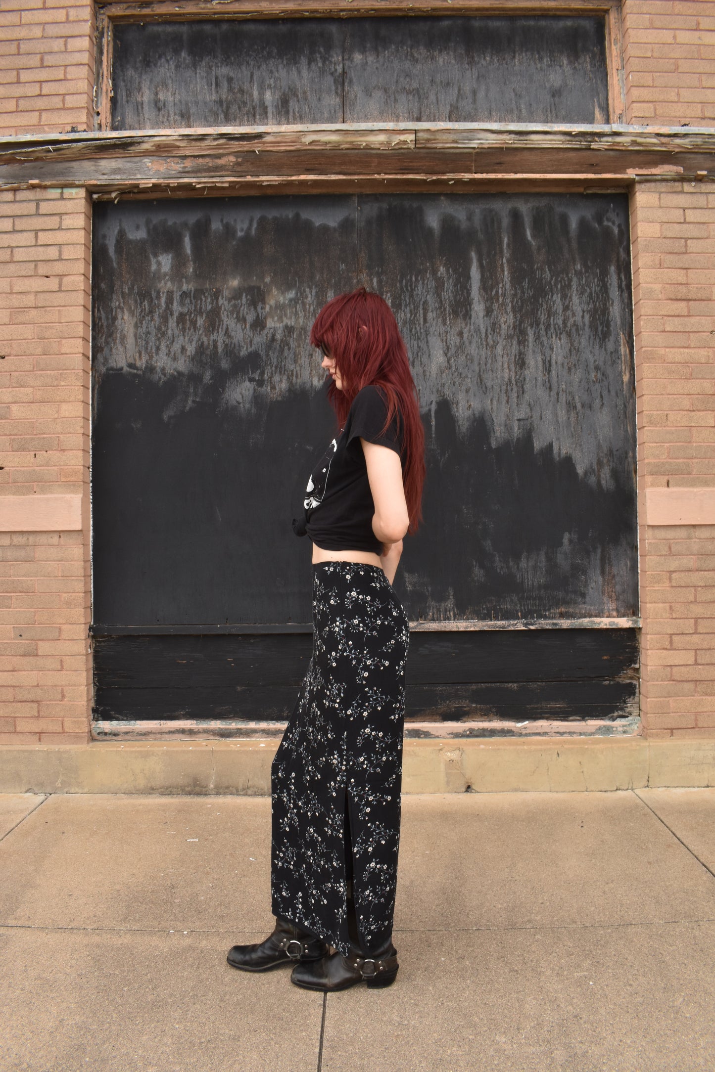 Vintage Floral Print Maxi Skirt
