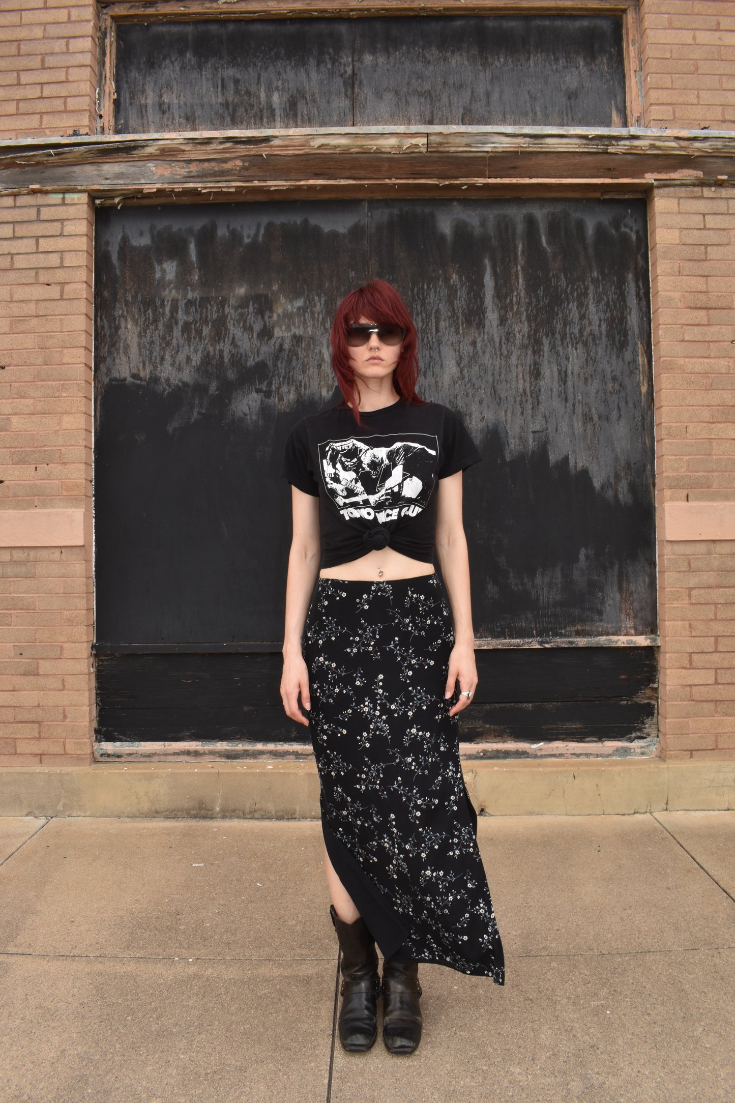 Vintage Floral Print Maxi Skirt