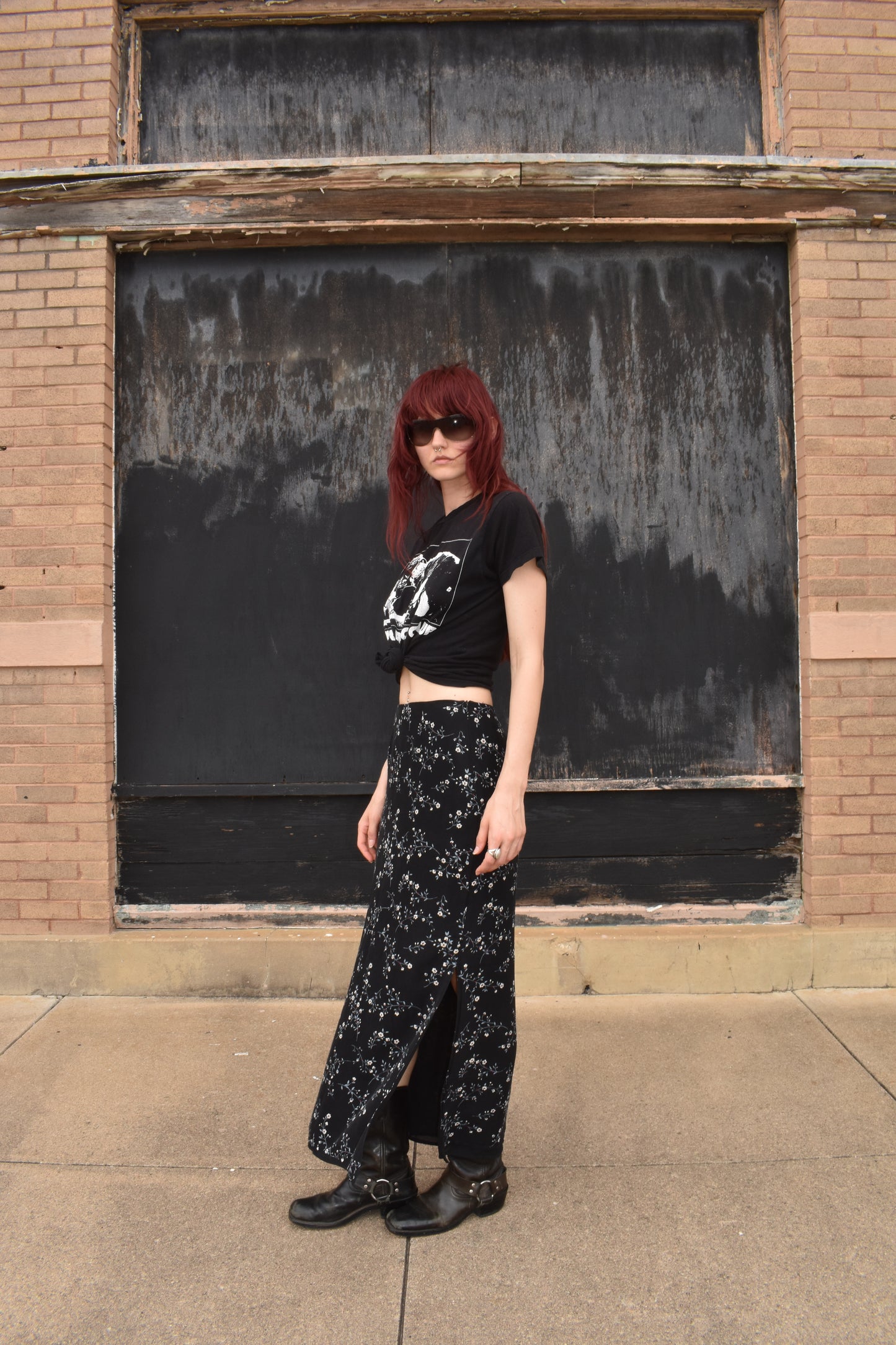 Vintage Floral Print Maxi Skirt