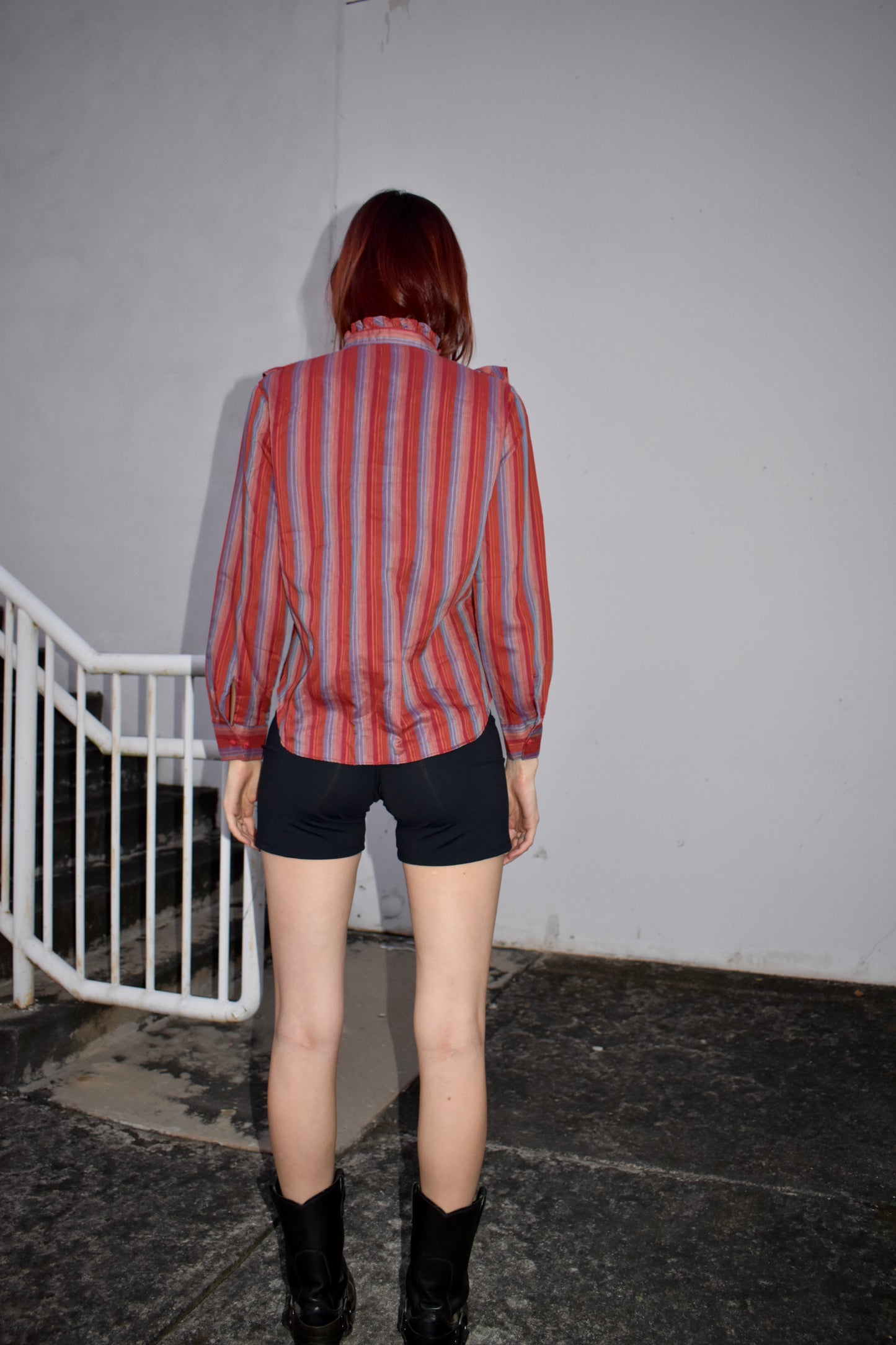 Vintage Striped Ruffle Shirt