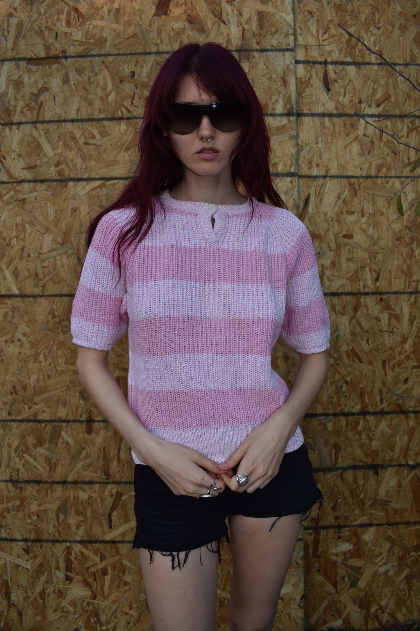 Vintage 80’s Knit Short Sleeve Striped Sweater