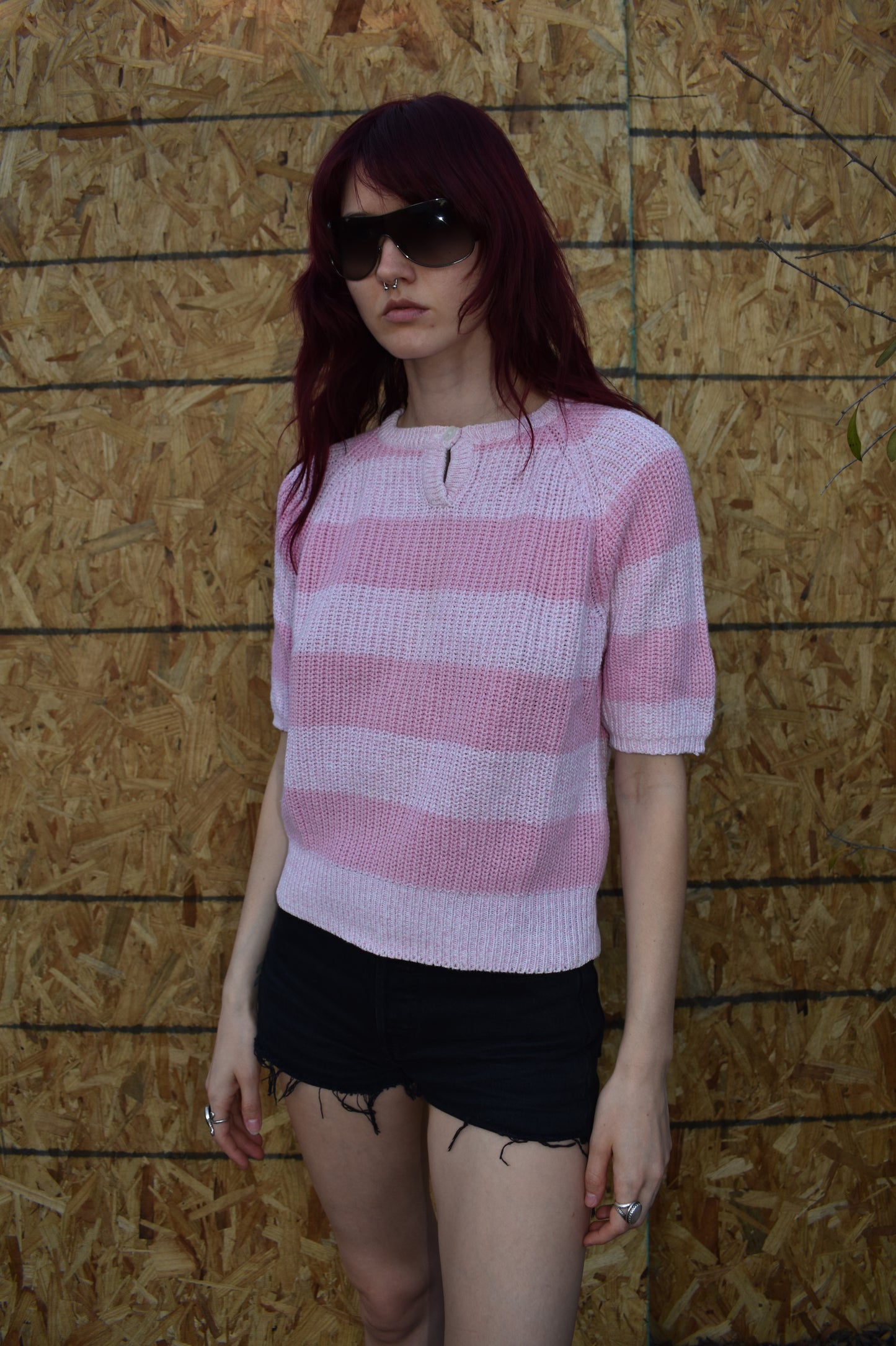 Vintage 80’s Knit Short Sleeve Striped Sweater
