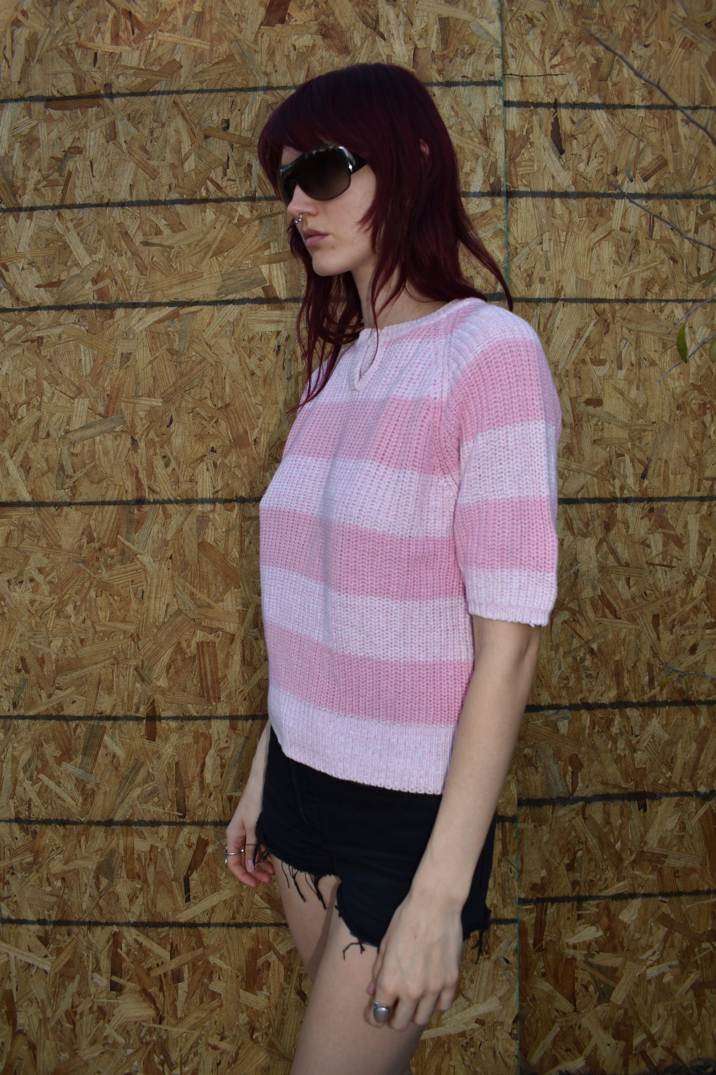 Vintage 80’s Knit Short Sleeve Striped Sweater