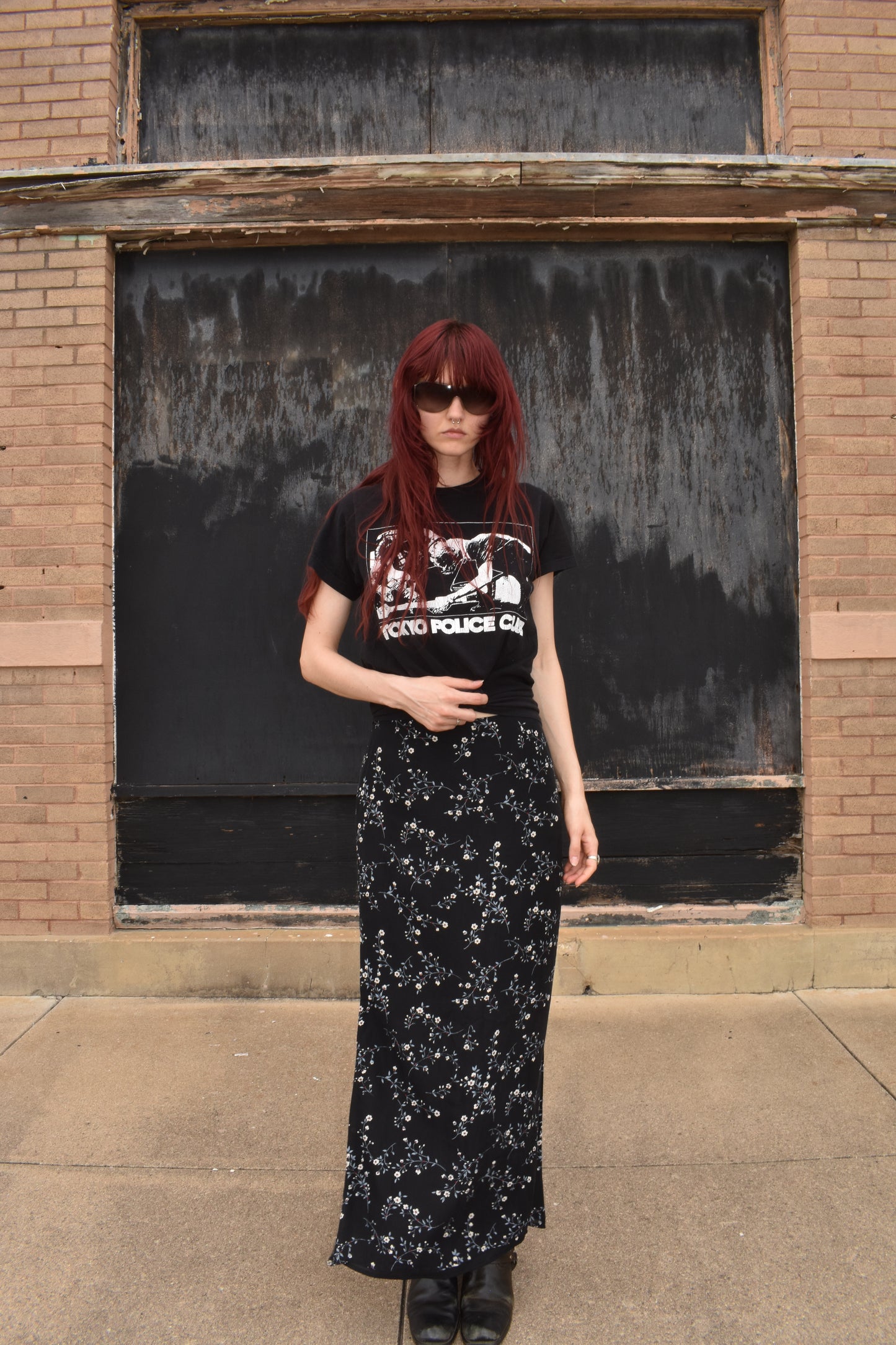Vintage Floral Print Maxi Skirt