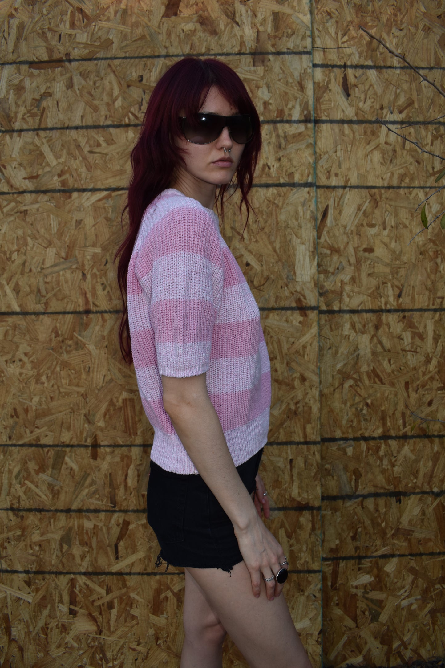 Vintage 80’s Knit Short Sleeve Striped Sweater