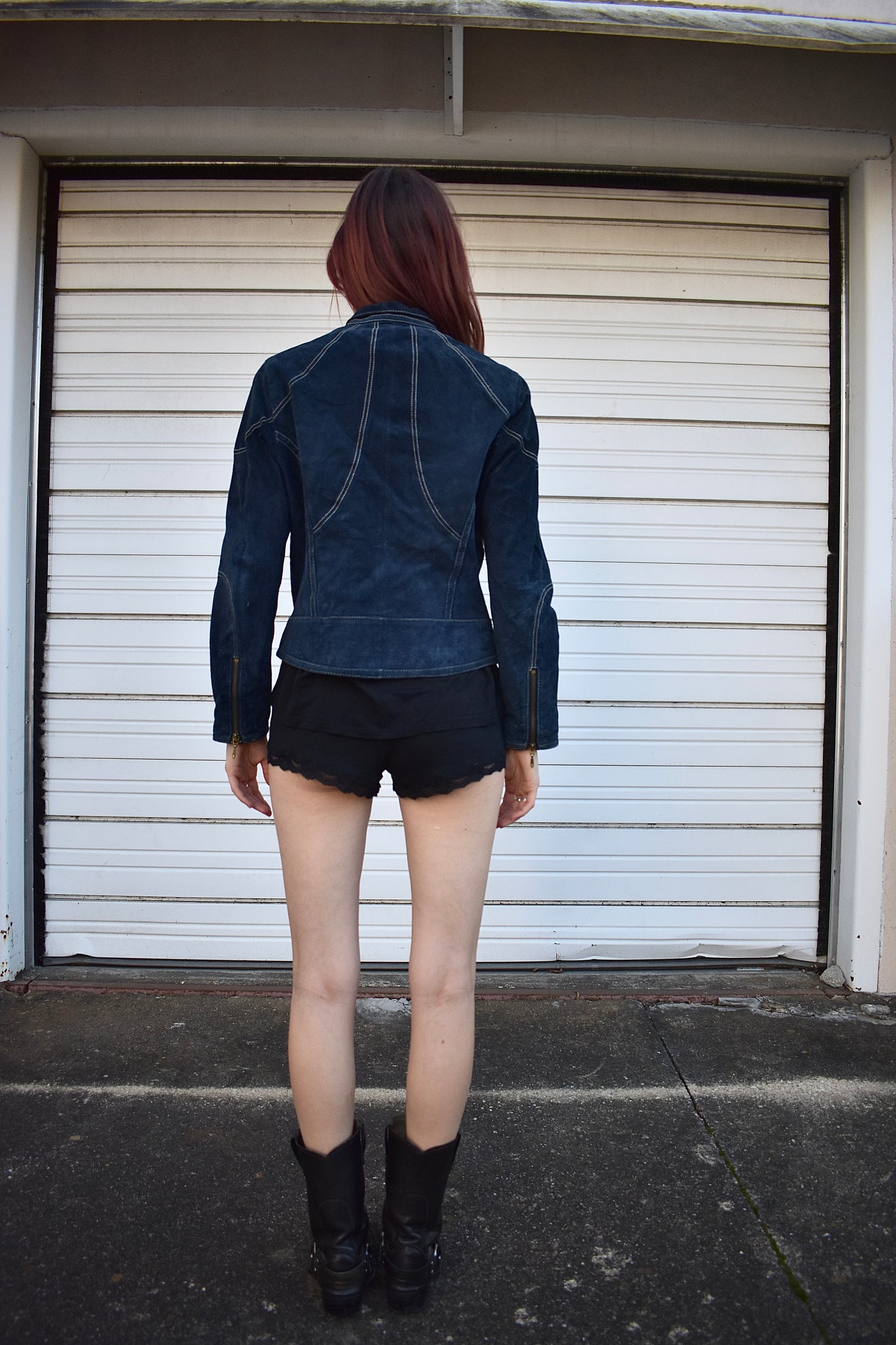 Vintage Y2K Wilson’s Leather Blue Suede Moto Jacket