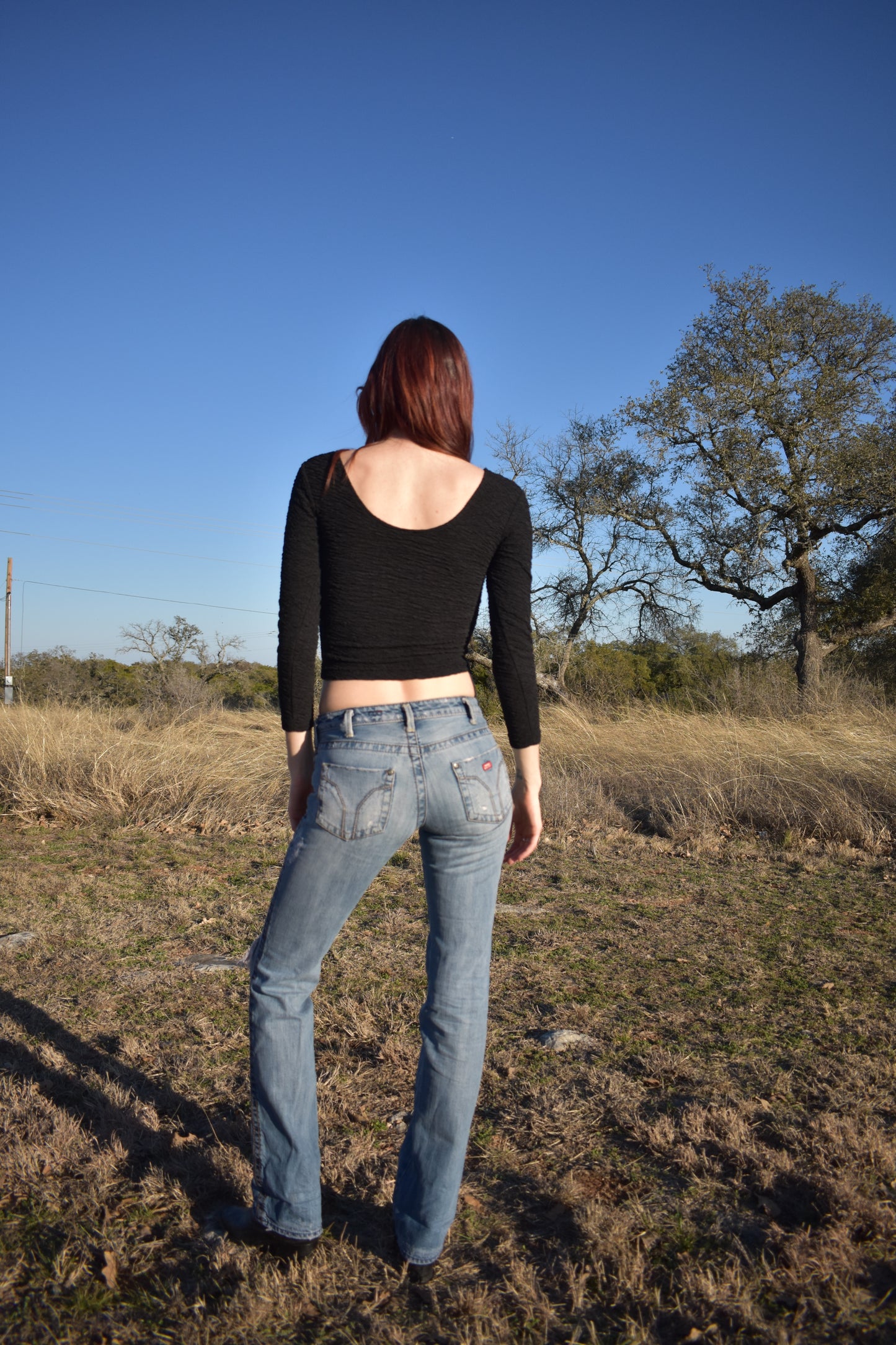 Vintage 90’s Cropped U Neck Long Sleeve Shirt