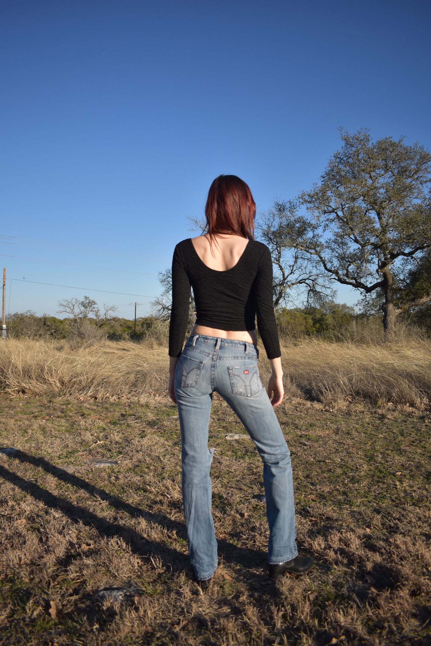 Vintage 90’s Cropped U Neck Long Sleeve Shirt