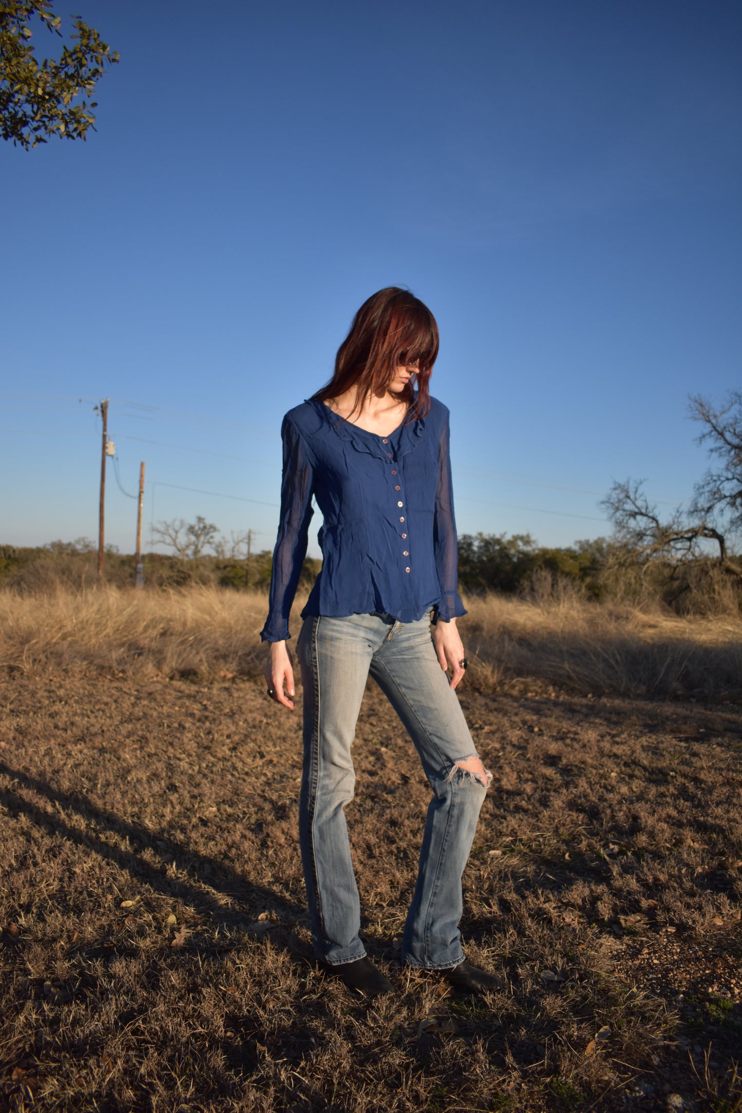 Vintage 80’s Ruffle Button Up Blouse