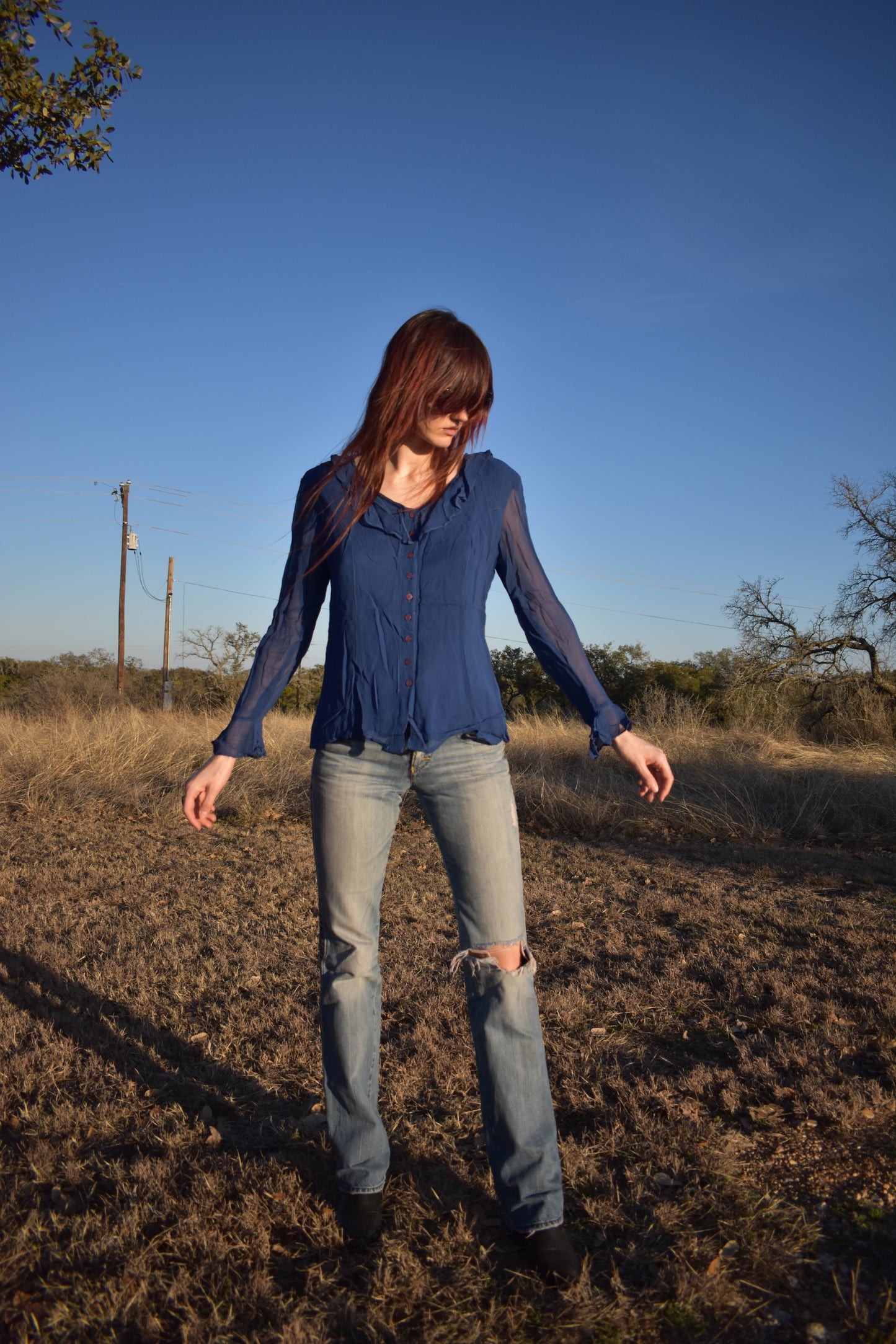 Vintage 80’s Ruffle Button Up Blouse